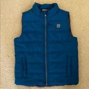 NEW Calvin Klein Teal Puffer Vest metal zipper grey logo pockets size 8